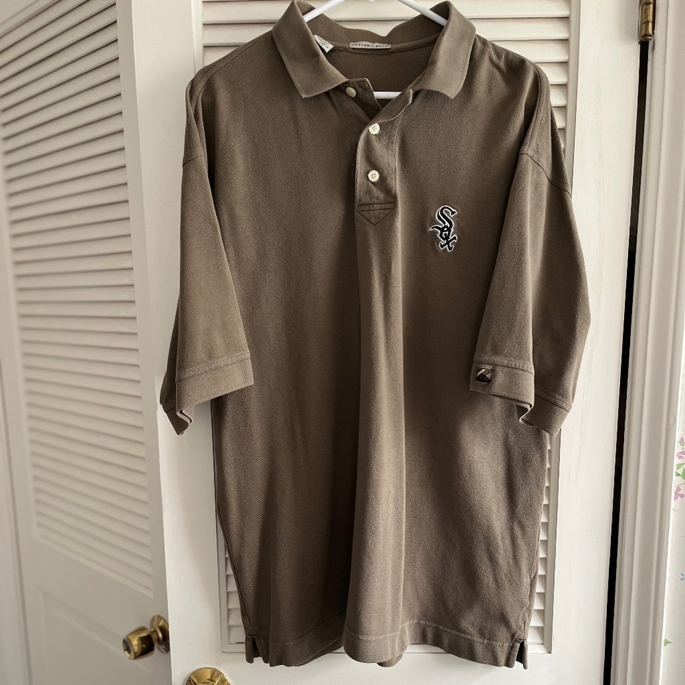 Cutter & Buck MENS White Sox Taupe Cotton Pique Polo Sz XL